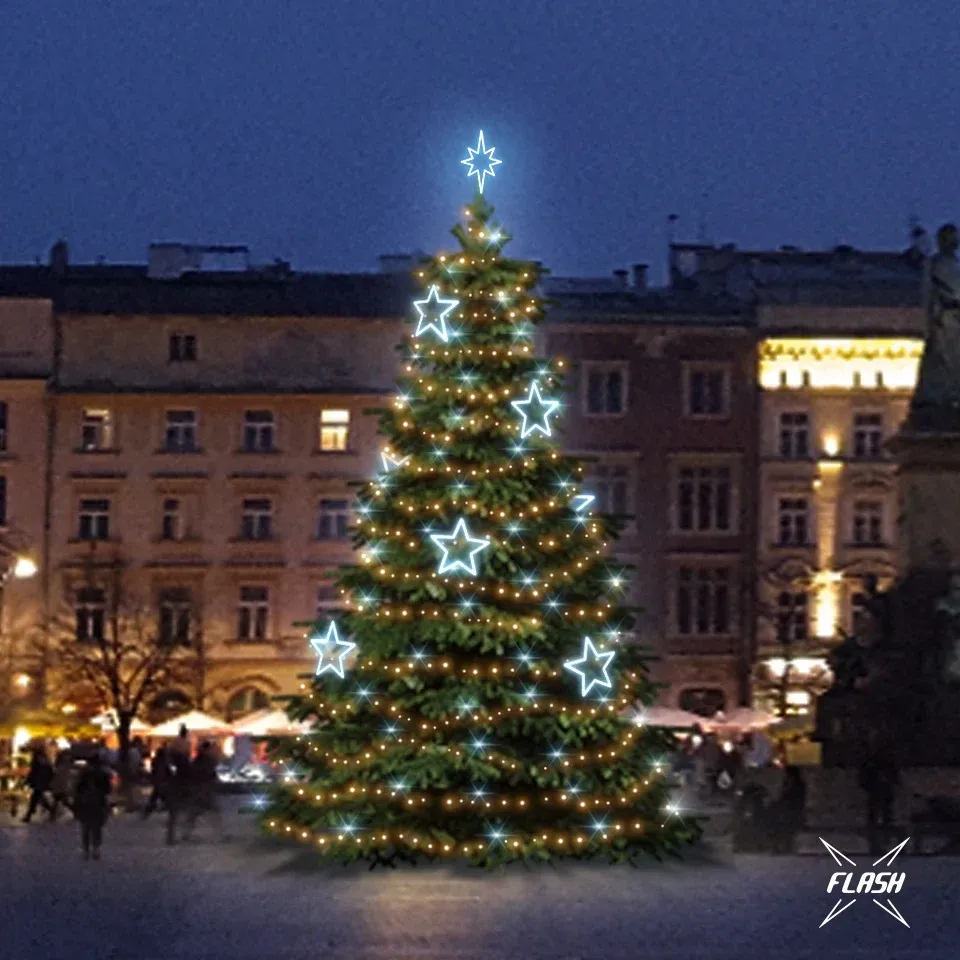 LED-Lichtset für Weihnachtsbäume 9-11 m hoch, warmweiß mit Flash, Eisdekoration DZ115S1