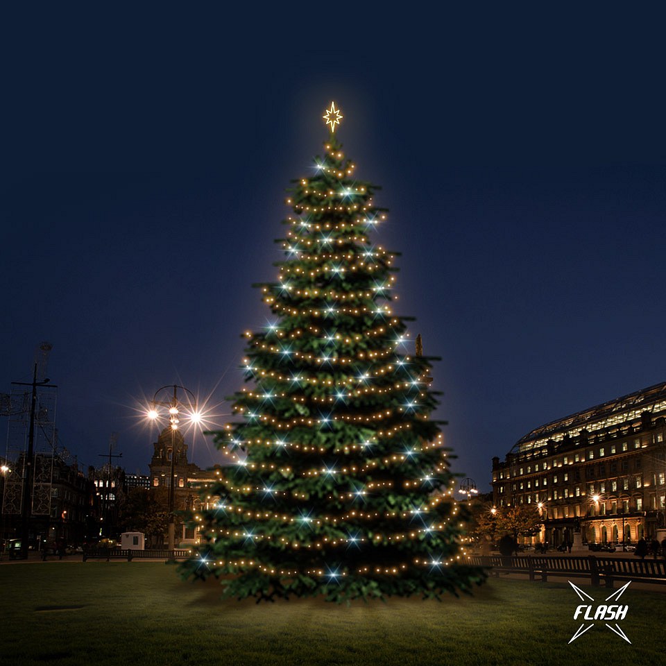 LED-Lichtset für Weihnachtsbäume, 12-14 m hoch, Warmweiß mit Flash, Dekorationen