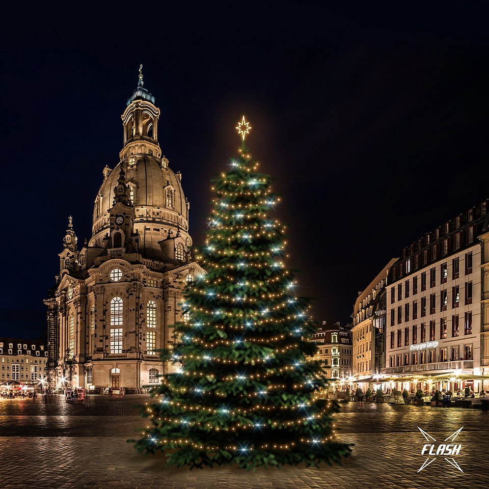 LED-Lichtset für Weihnachtsbäume 15-17 m hoch, warmweiß mit Flash
