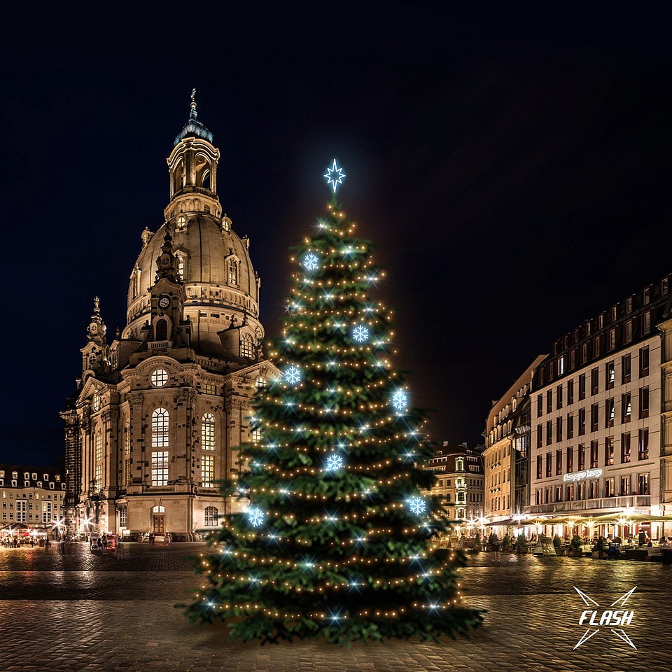 LED-Lichtset für Weihnachtsbäume, 15-17 m hoch, Warmweiß mit Flash, Dekorationen EFD01