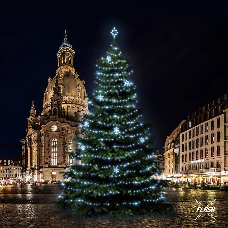LED-Lichtset für Weihnachtsbäume, 18-20 m hoch, Kaltweiß mit Flash, Dekorationen  EFD05