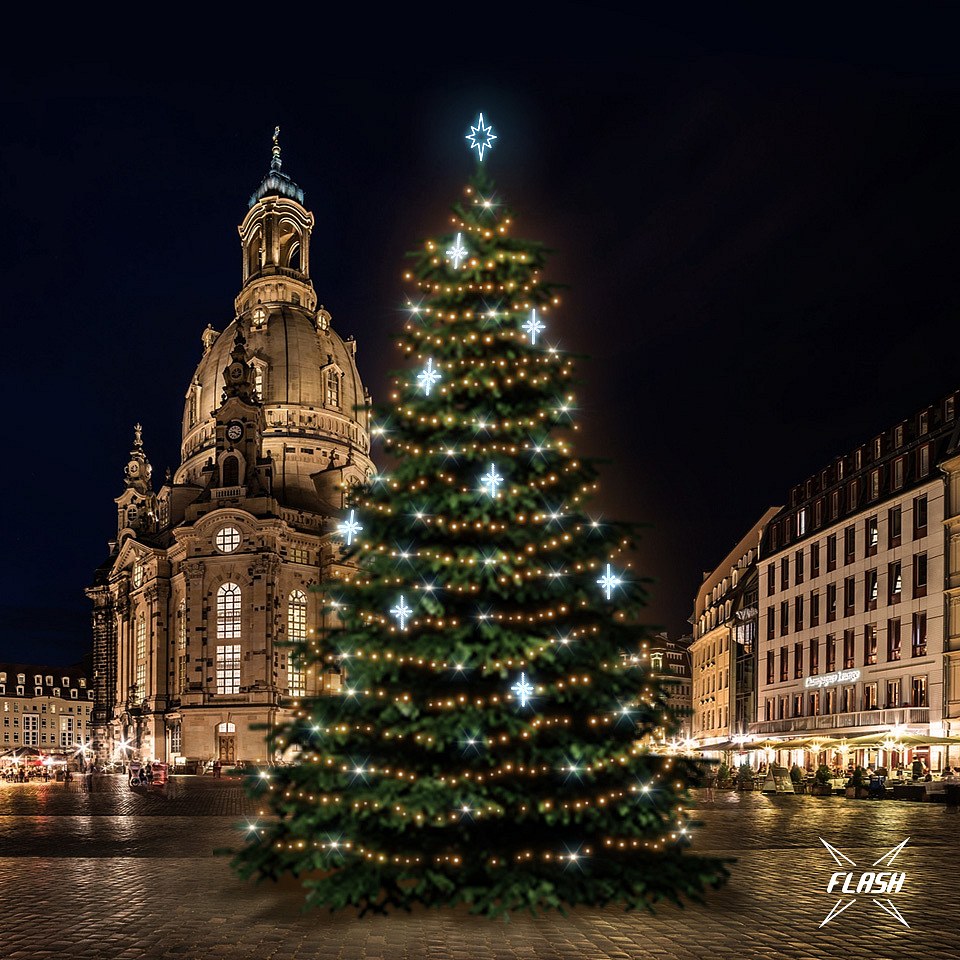 LED-Lichtset für Weihnachtsbäume 18-20 m hoch, warmweiß mit Flash, Eisdekoration DZ113S4