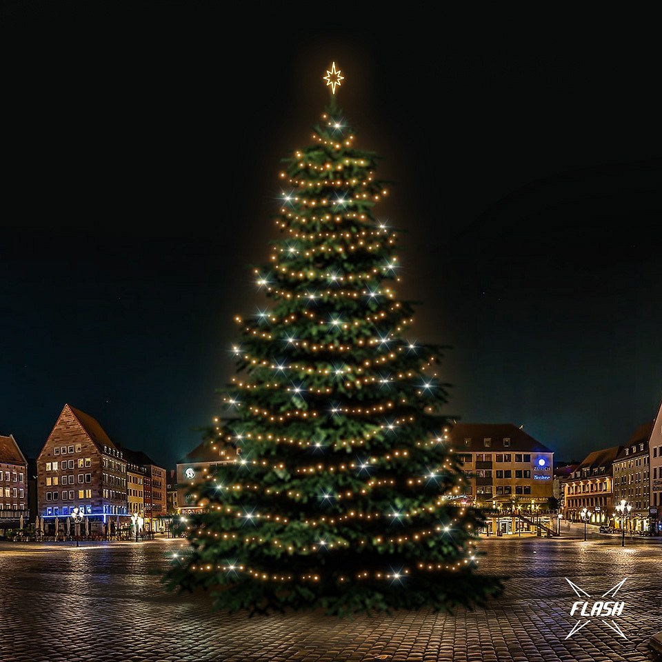 LED-Lichtset für Weihnachtsbäume, 21-23 m hoch, Warmweiß mit Flash