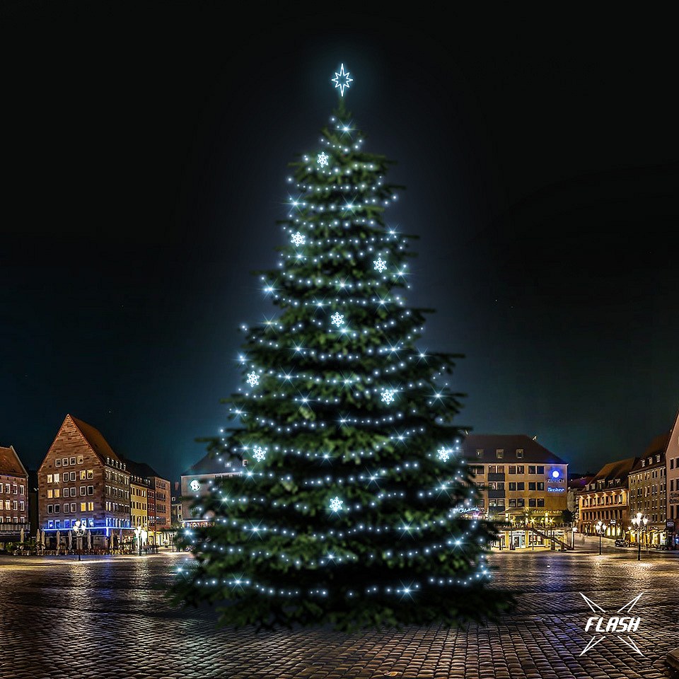 LED-Lichtset für Weihnachtsbäume 21-23 m hoch, eisweiß mit Flash, Dekore DZX0EFD05