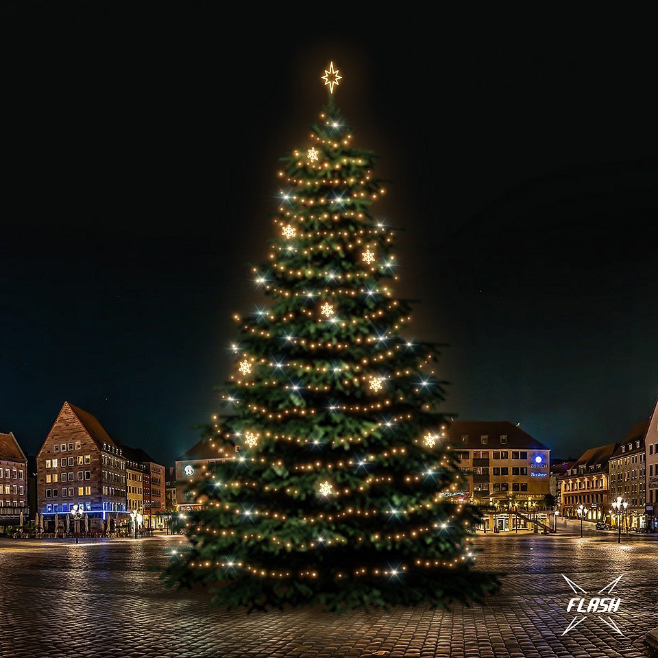 LED-Lichtset für Weihnachtsbäume, 21-23 m hoch, warmweiß mit Flash, Dekorationen EFD05W