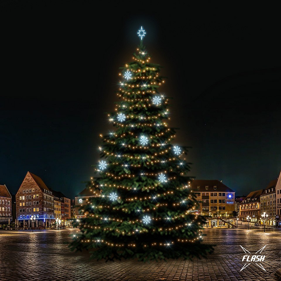 LED-Lichtset für Weihnachtsbäume, 21-23 m hoch, warmweiß mit Flash, Dekorationen  EFD08