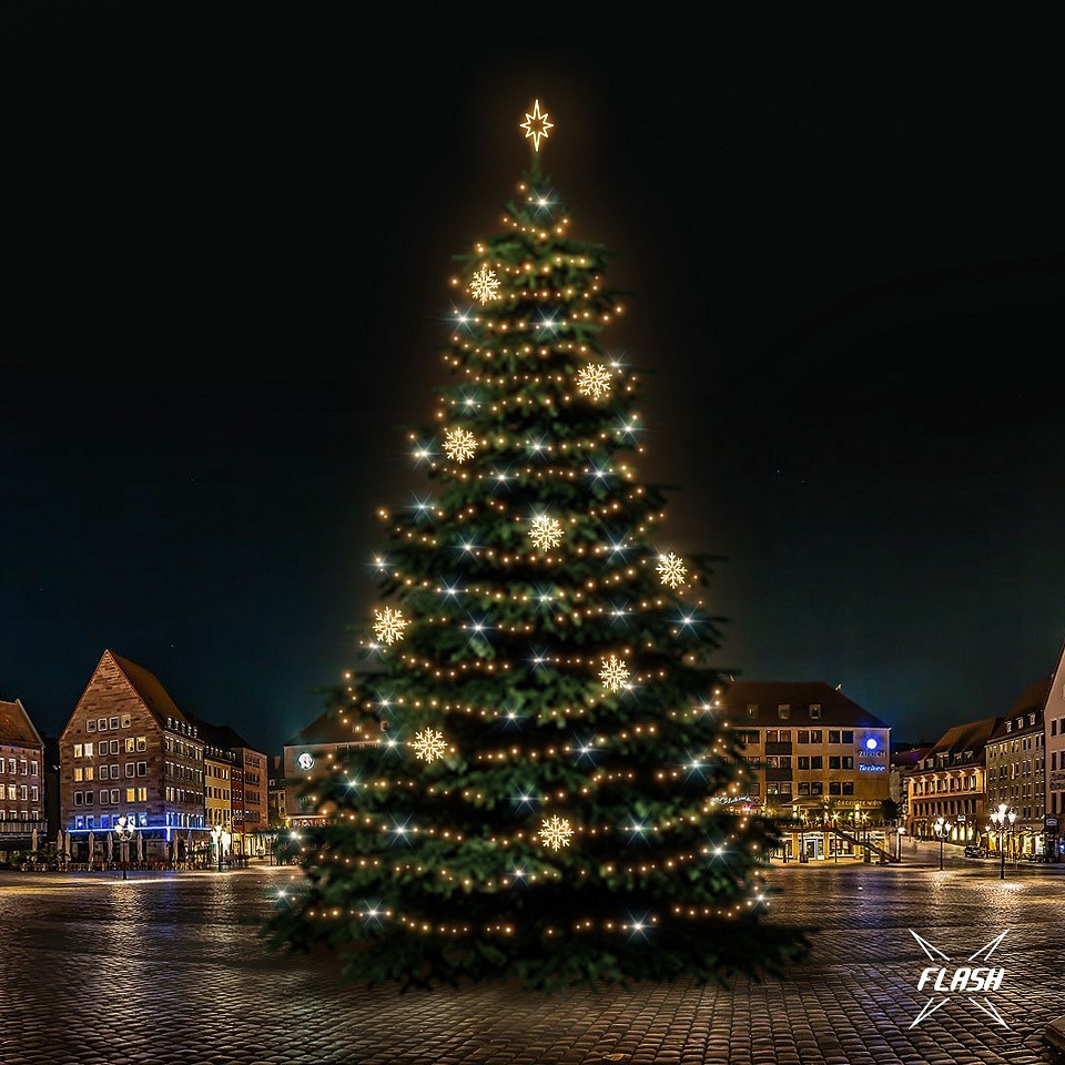 LED-Lichtset für Weihnachtsbäume, 21-23 m hoch, warmweiß mit Flash, Dekorationen 8EFD08W
