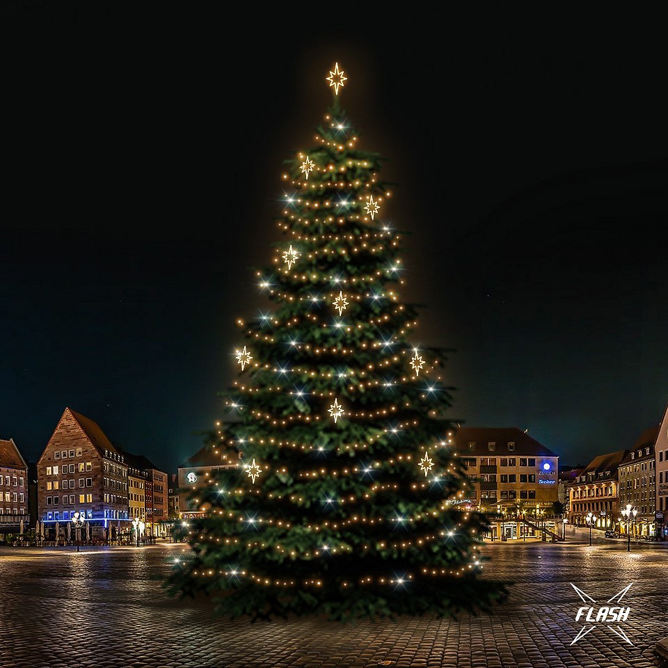 LED-Lichtset für Weihnachtsbäume, 21-23 m hoch, warmweiß mit Flash, Dekorationen  EFD10WS2