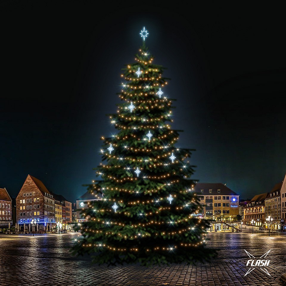 LED-Lichtset für Weihnachtsbäume, 21-23 m hoch, warmweiß mit Flash, Dekorationen DZ113S4