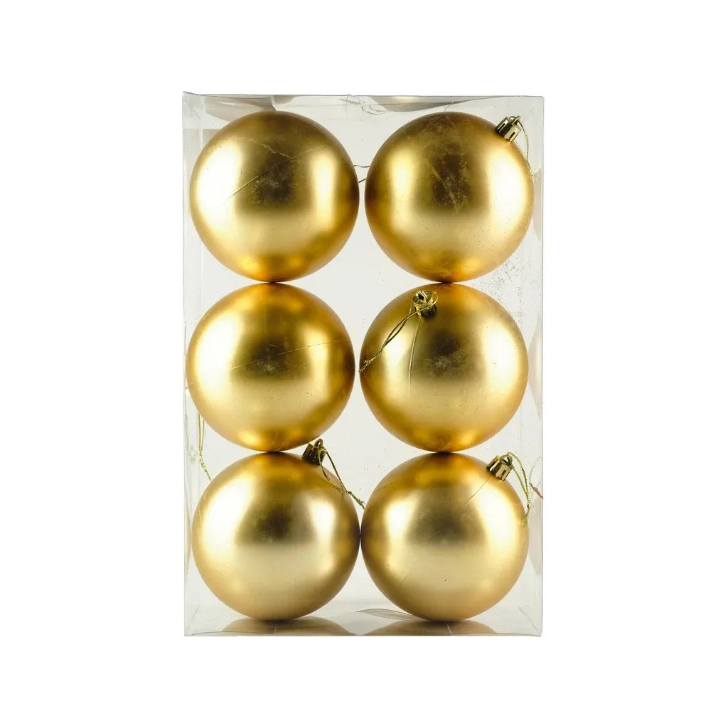 Set Weihnachtsschmuck Champagner matt 10 cm Kunststoffkugel, 6er-Pack
