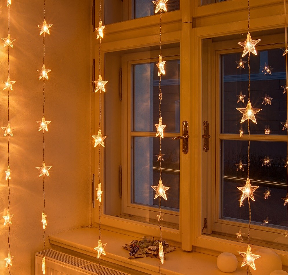 Weihnachtsbeleuchtung für Fenster 1,2 x 1,2 m, verbindbare Sterne
