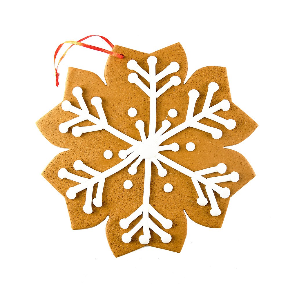 Großes Weihnachtsornament Lebkuchen-Schneeflocke, Ø 25,4 cm, PVC, IP44, Outdoor