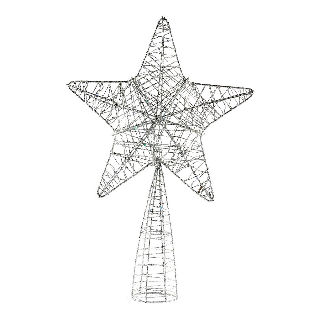Stern für die Baumspitze, silber, 18 x 30 cm