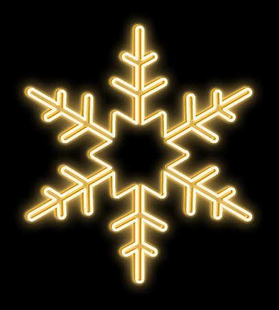 LED-Lichtflocke mit einem Stern in der Mitte für öffentliche Beleuchtung, Durchm. 80 cm, Warmweiß