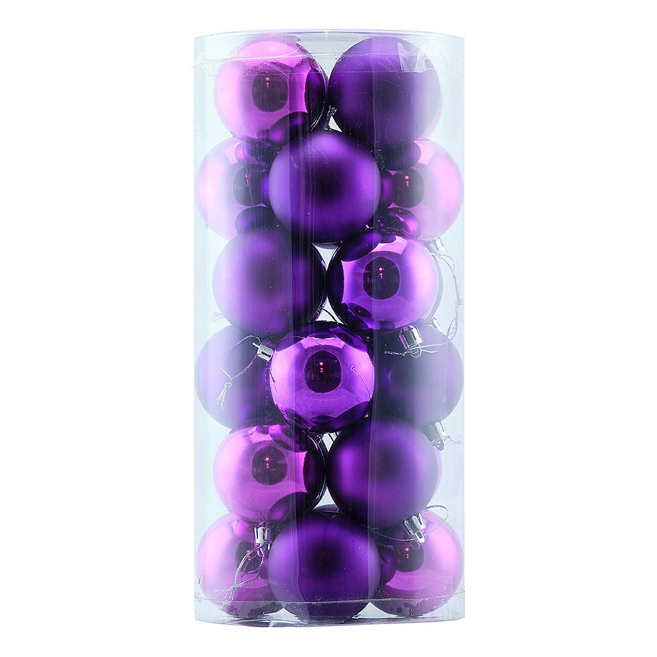 Kunststoffkugel, Durchm. 8 cm, lila, 12 x glänzend, 12 x matt