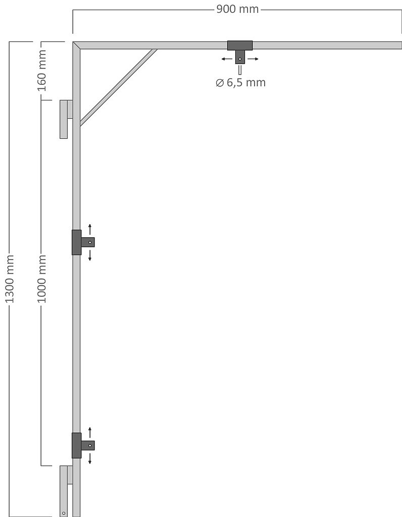 Motivhalter für VO-Stangen für Dekore 90 - 130 cm (max.), 90 x 130 cm, für 2x U20S