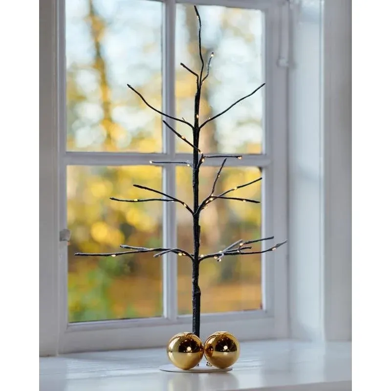 Heruntergeladene LED-Baumleuchte, braun, verschneit, 50 cm