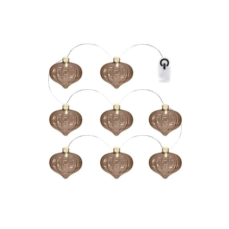Heruntergeladen - LED-Deko-Lichterkette mit Fackel-Glaslaternen, braun, 1,5 m, 8 Laternen