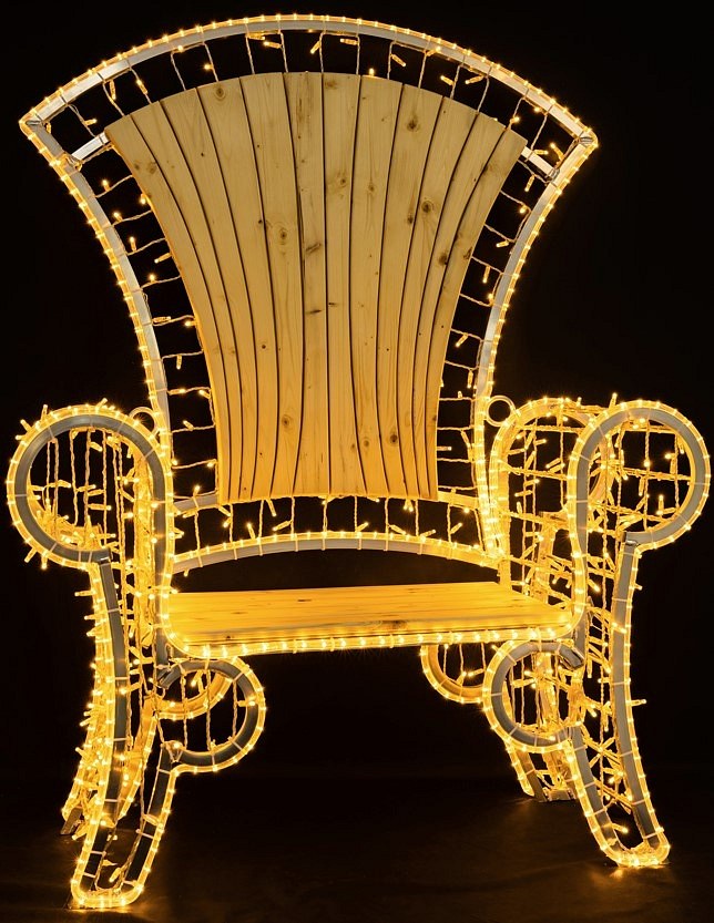 Outdoor-Weihnachtsstuhl, 850 warmweiße LEDs, Sitzfläche aus Holz