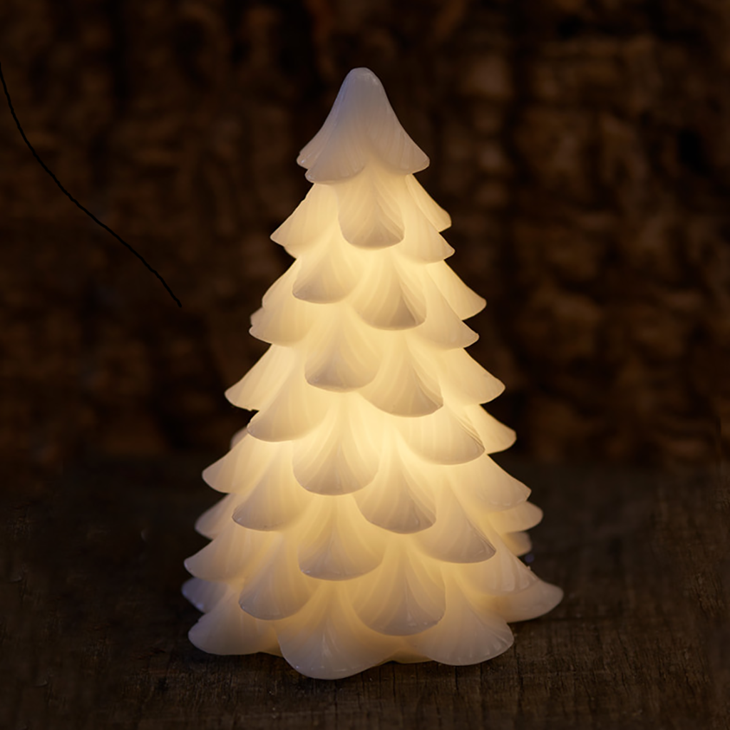 Heruntergeladene LED-Kerze aus echtem Wachs, weiß, 19 cm