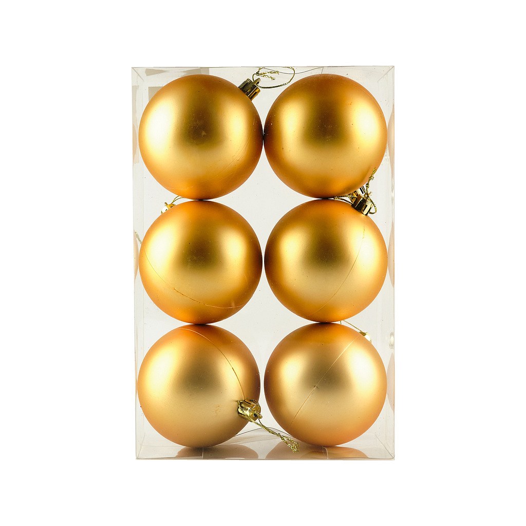 Set Weihnachtsschmuck Champagner matt 8 cm Kunststoffkugeln, 6er-Pack