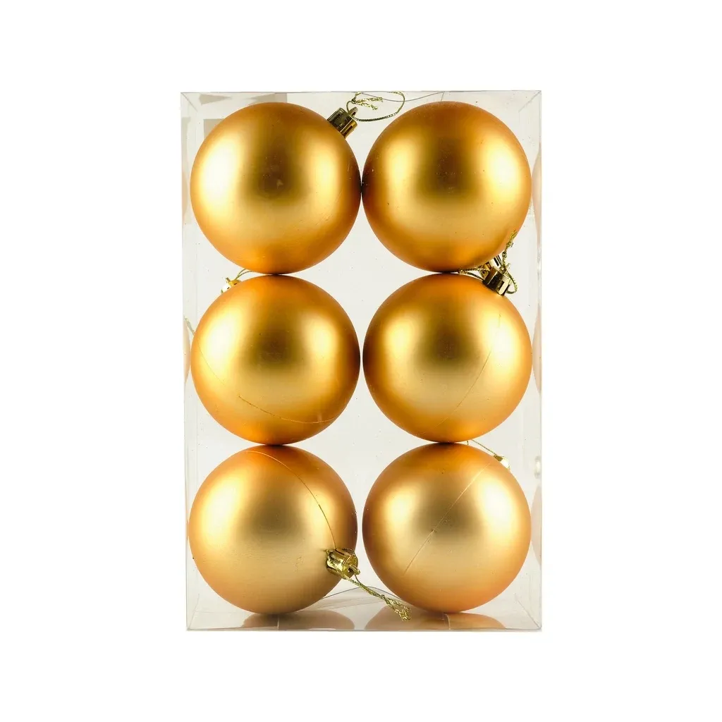 Set Weihnachtsschmuck Champagner matt 8 cm Kunststoffkugeln, 6er-Pack