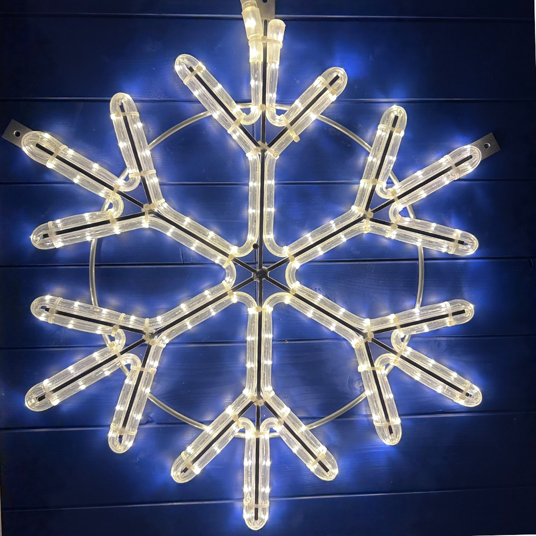 LED-Schneeflocke, zum aufhängen, Durchmesser 80 cm, warmweiß