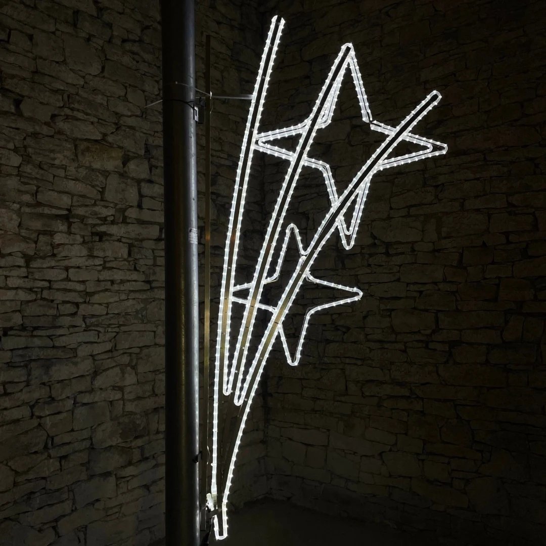 VO LED-Lichtmotiv 2 Orionsterne mit Stäben, 170 x 100 cm
