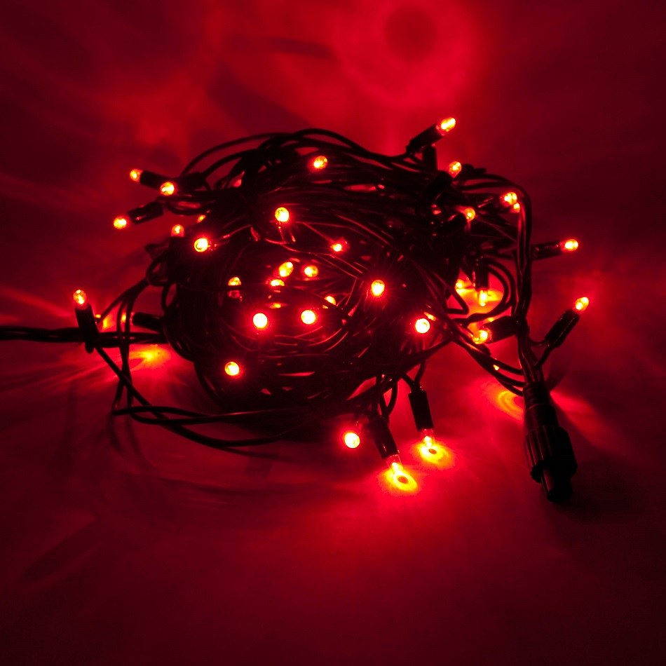 LED-Lichterkette 5 m, Rot, 50 Dioden, IP67