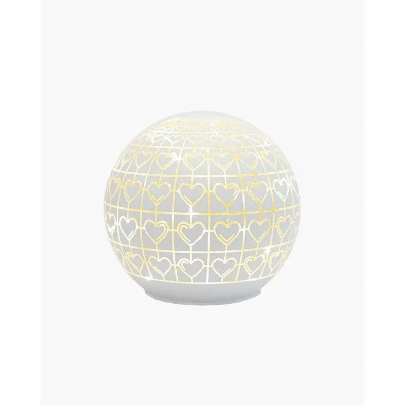 Heruntergeladene LED-Leuchtkugel, Glas, Herzdekor, 15cm