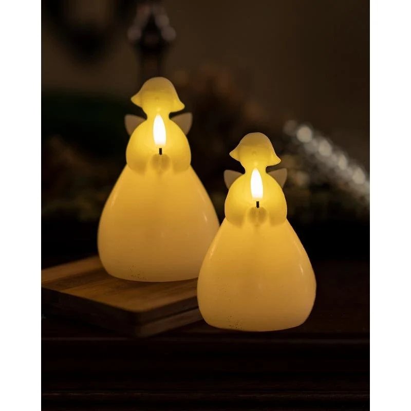Download Wachs-LED-Engel, 2er-Set, weiß, 10 cm