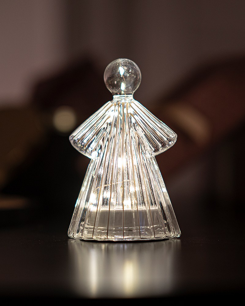 LED-Lichtengel, Glas, klar, 15 cm
