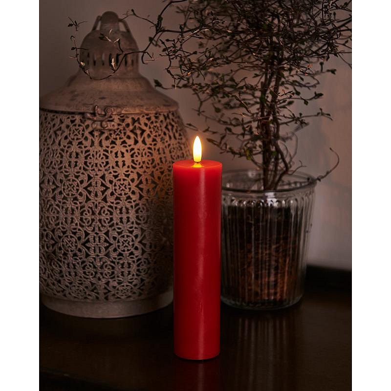 Heruntergeladene Wachs LED Kerze Sille, 20cm, rot, Durchmesser 5 cm
