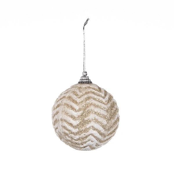 Christbaumschmuck Glitter 8 cm, weiß und gold, Polystyrol, IP44 Outdoor