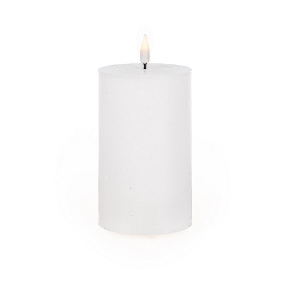 LED-Kerze, Wachs-, 7,5 x 12,5 cm, Weiß
