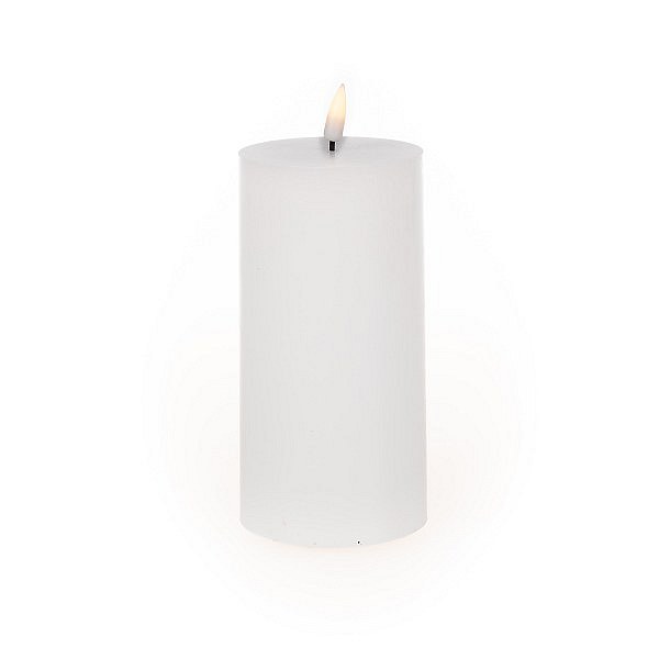 LED-Kerze, Wachs-, 7,5 x 15 cm, Weiß