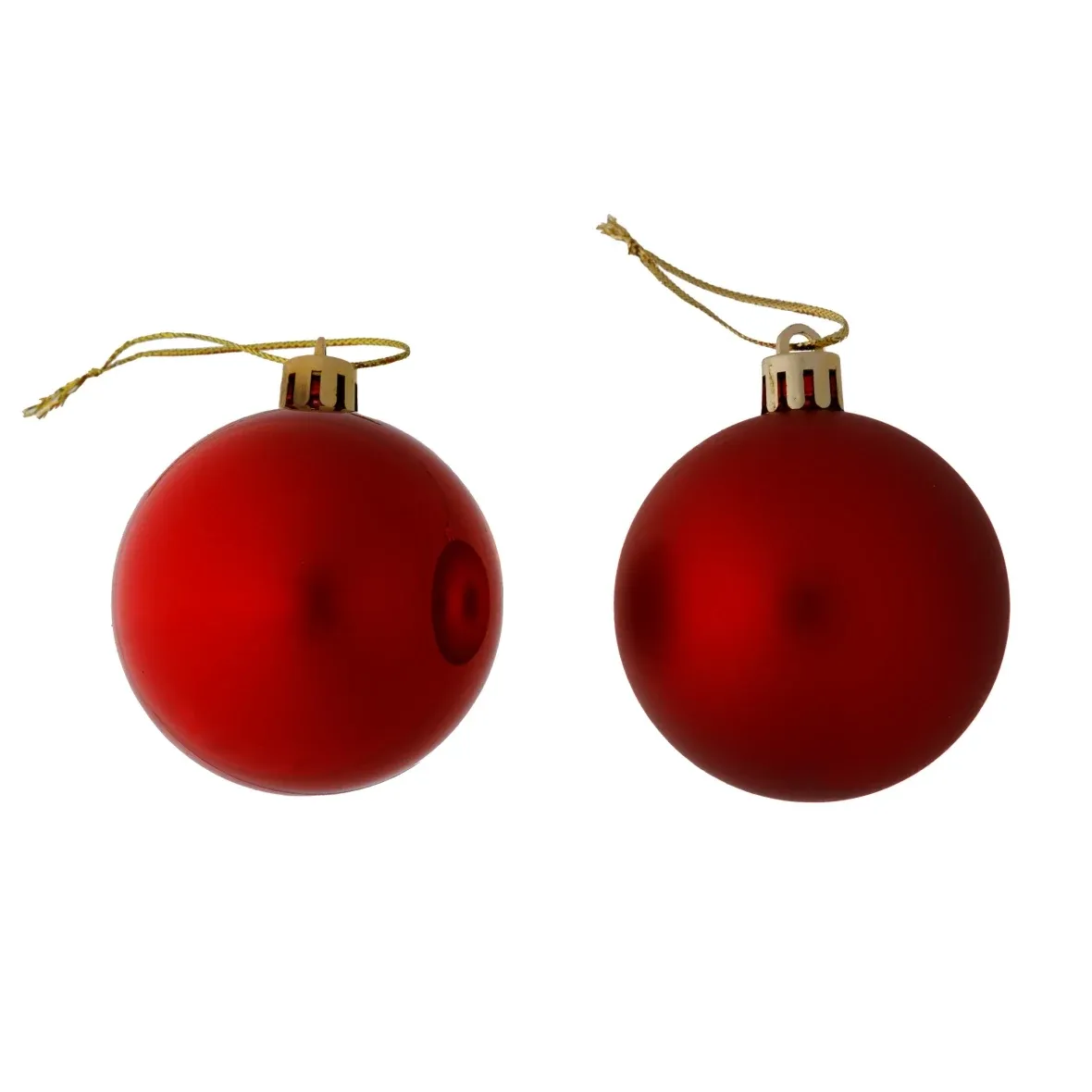 Weihnachtsschmuck-Set rot 6 cm Kunststoffkugeln, 12× glänzend, 12× matt, Packung mit 24 Stück