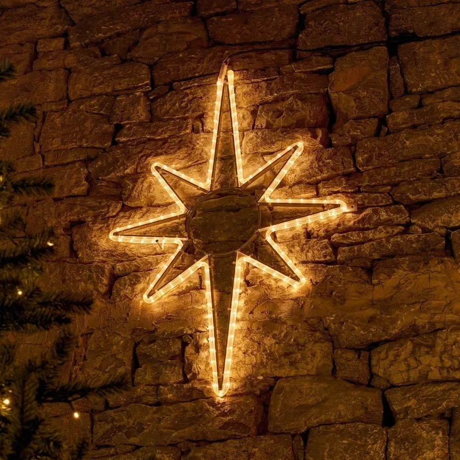 Easy Fix 2D-LED-Lichtsterne für die Baumspitze, 60 × 90 cm, warmweiß, Aluminium