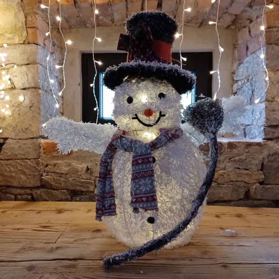 Eco Fix 3D LED beleuchteter Schneemann 65 cm, warmweiß, Aluminium