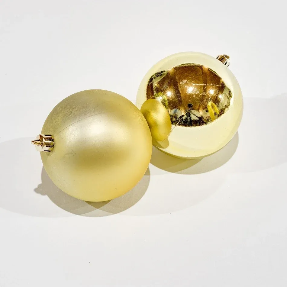 Weihnachtsschmuck-Set, goldfarbene 8-cm-Kunststoffkugeln, 12× matt, 12× glänzend, Set mit 24 Kugeln