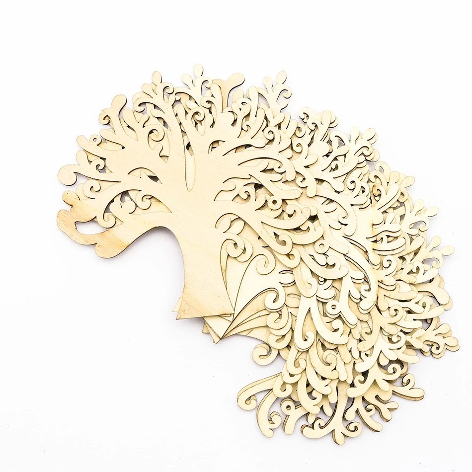 Kleine Holzdekorationen, Baum 12,5 cm , 10er-Pack