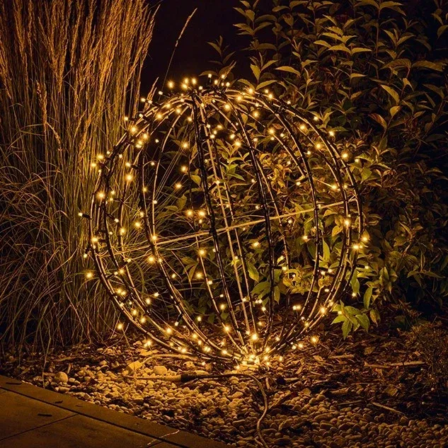 3D LED-Lichtkugel, 100 cm Durchmesser, warmweiß, schwarzes Kabel