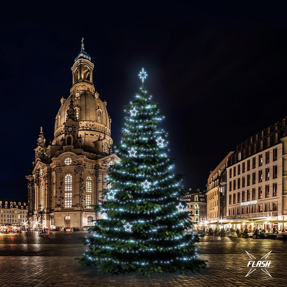 LED-Baumbeleuchtungsset für 15-17m hohe Bäume, eisweiß mit Flash, Dekore DZ115S1
