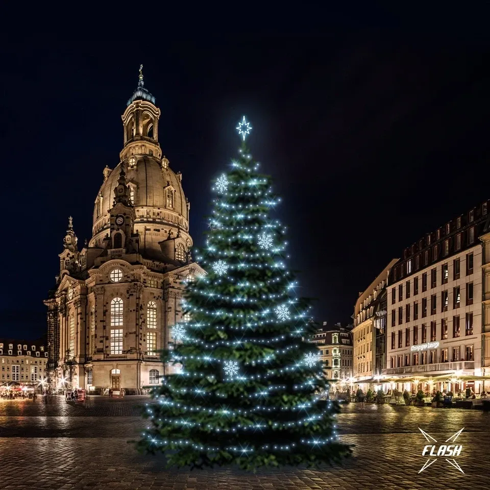 LED-Baumbeleuchtungsset für 15-17m hohe Bäume, eisweiß mit Flash, Dekore DZX0EFD08