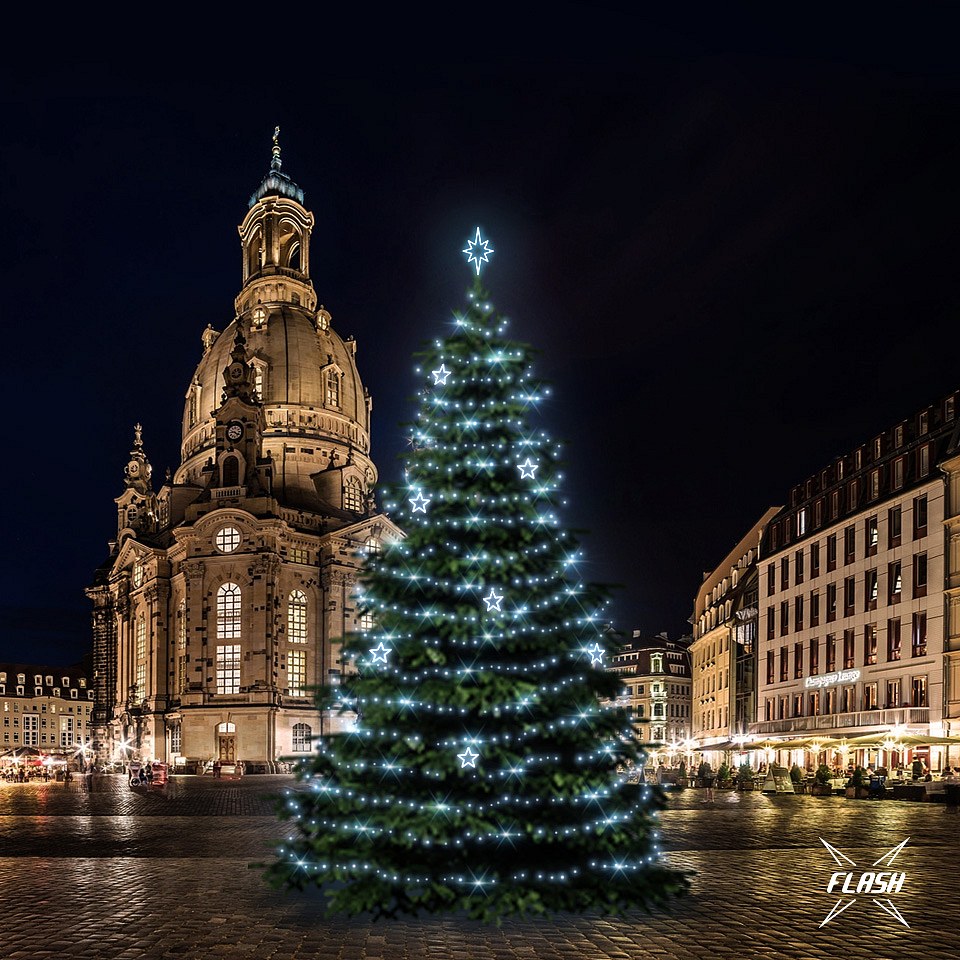 LED-Baumbeleuchtungsset 15-17m hoch, warmweiß mit Flash, Eisdekore EFD11