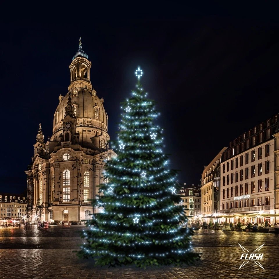 LED-Baumbeleuchtungsset 15-17m hoch, warmweiß mit Flash, Eisdekore EFD11