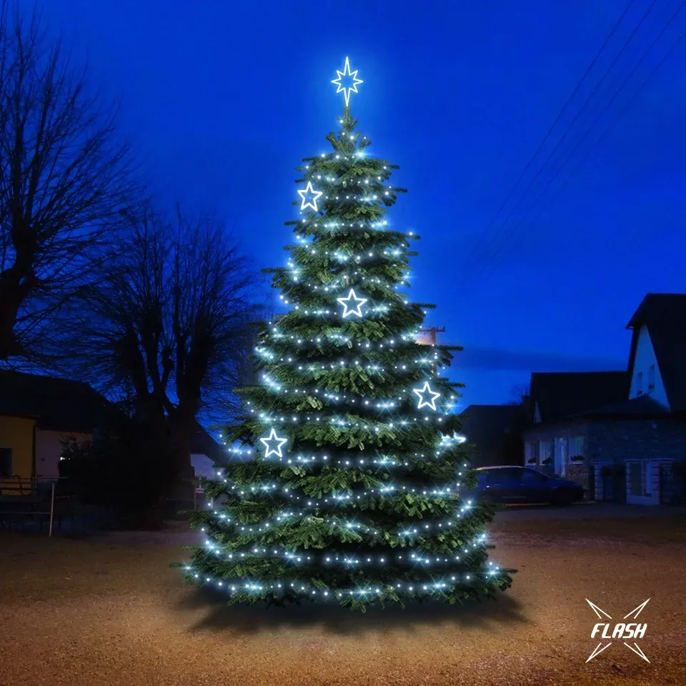 LED-Baumbeleuchtungsset für 6-8m hohe Bäume, eisweiß mit Flash, EFD11 Dekore