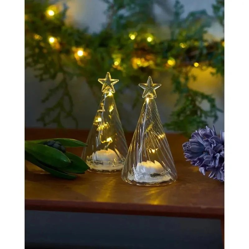 LED-Lichtbaum, Glas, 2er-Set, klar, 9 cm, herunterladbar