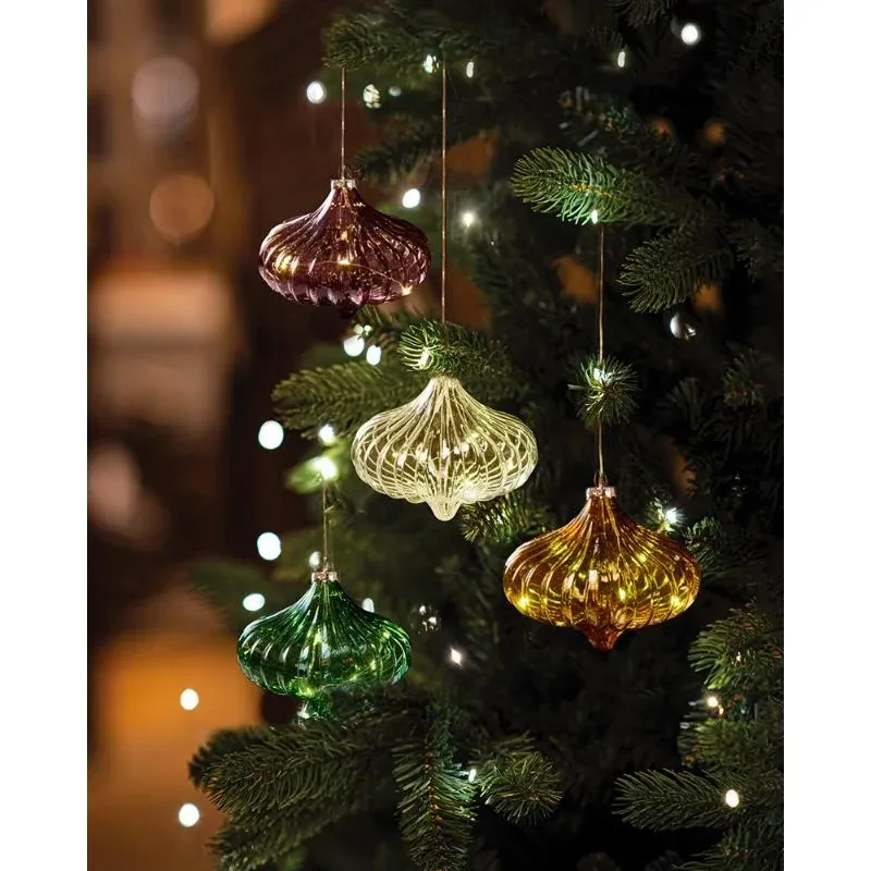 Heruntergeladene LED-Glaslaterne, gold, 11 cm