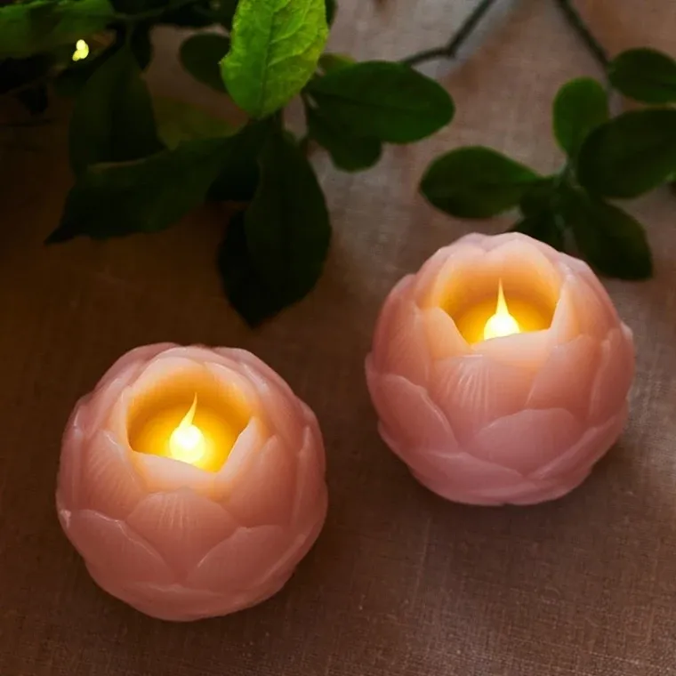 Heruntergeladene LED-Kerzen Lotusblumen DIA, 2er-Set, rosa